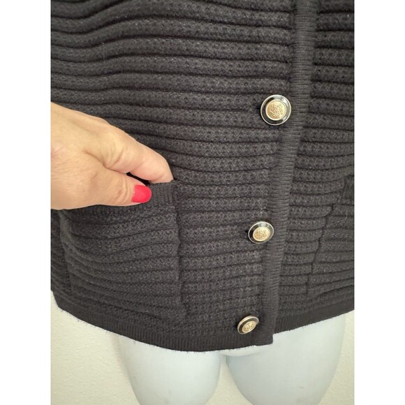 JOIE Black Textured Knit Button Front Sweater Vest Top Large NWT Quiet Luxury L - Picture 3 of 8
